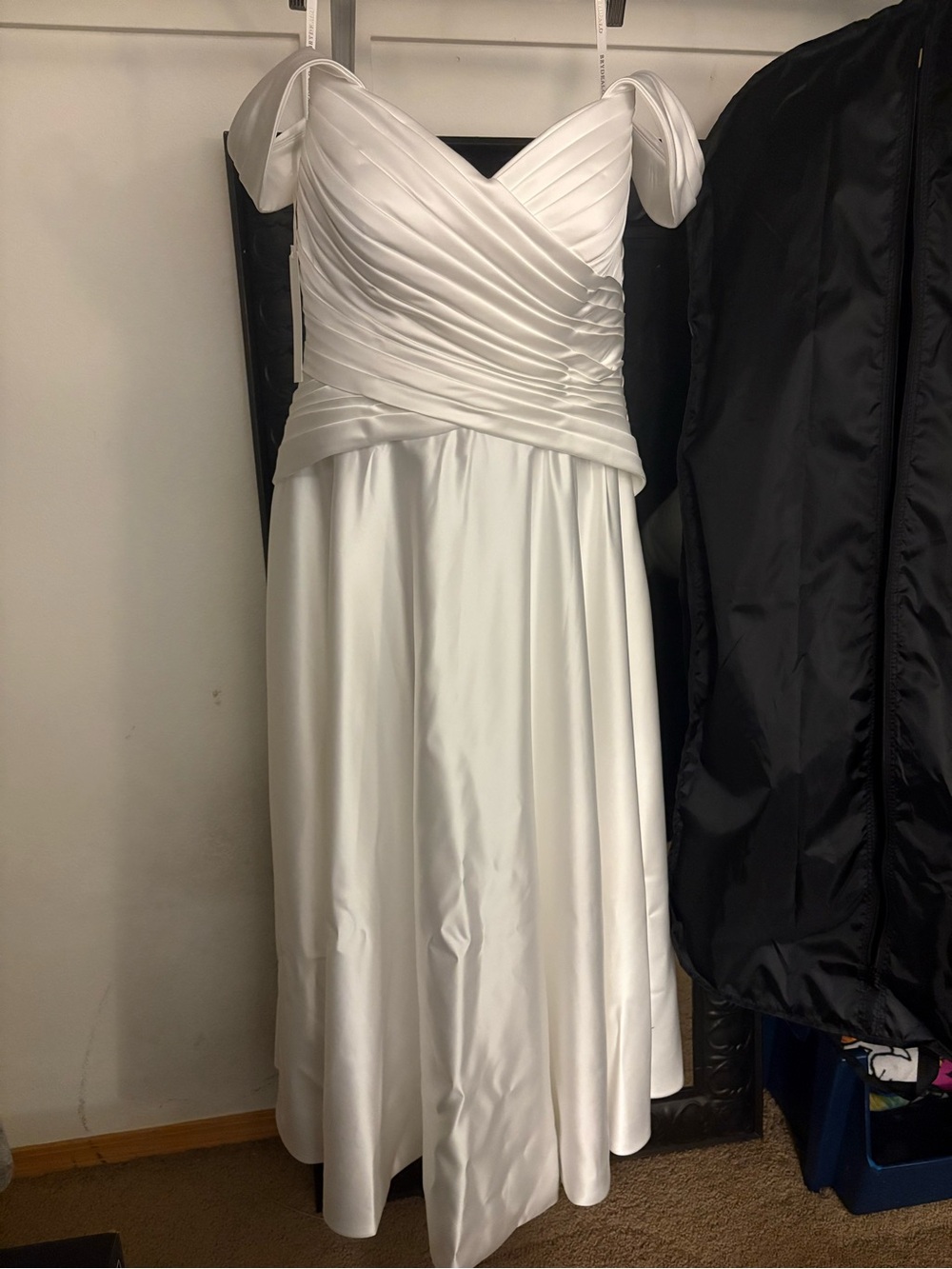 Elegant White Wedding Midi Dress with Draped Bodice